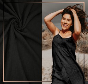 Tkanina Muślin Dwustronny Bawełniany Czarny