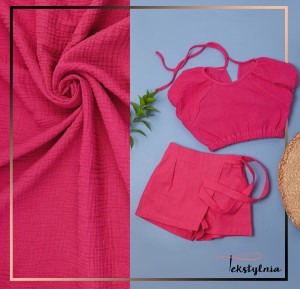 Tkanina Muślin Dwustronny Bawełniany Fuksja