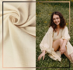 Tkanina Muślin Dwustronny Bawełniany Jasny Beż 