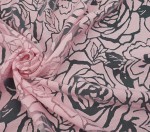 TKANINA WYPALANKA WISKOZOWA Z POLIESTROWĄ BAZĄ RÓŻOWA KWIATY PINK