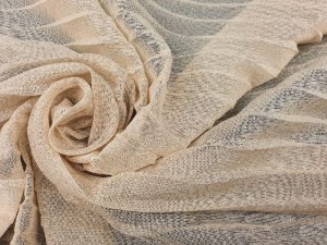 Tkanina Plisowana Brokatowa Na Siateczce Beżowa XM37496/00002 BEIGE