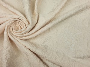 Elegancka Tkanina Wizytowa Żakardowa Ecru Wzór Kółka EM 10229 V.13 ECRU
