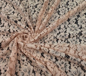 Tkanina Koronka Ażurowa Bawełniana Pudrowy Róż Wzór Kwiaty XM76380292/04 POWDER PINK