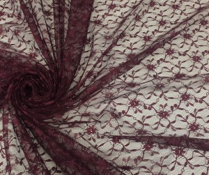 MIĘKKA ELASTYCZNA KORONKA BORDO WZÓR KWIATY XM76376604/BO BURGUNDY