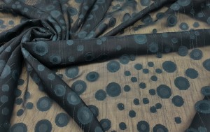 Tkanina Szyfon W Kropki Grochy Z Srebrną Nitką WTWF1516/ JEANS DRUK PRZEFARB (CZAS REALIZACJI DO 3 DNI!)