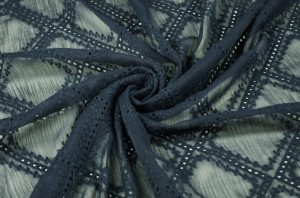 Szyfon haftowany Transparentny Geometryczny Wzór BE9588000/NAVY