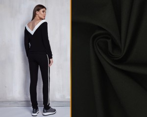 Dzianina Elastyczna PUNTO NYLON 350g/m2 Czarna na Spodnie Sukienki