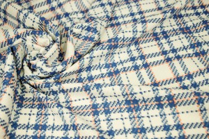 Tkanina Żakardowa na Sukienki Spódnice Marynarki Krata Kratka Niebieska AS12064
