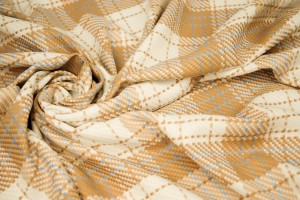 Tkanina Żakardowa na Sukienki Spódnice Marynarki Krata Kratka Beżowa A216158