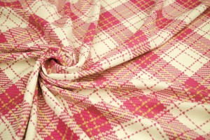 Tkanina Żakardowa na Sukienki Spódnice Marynarki Krata Kratka Beżowa A21-6155