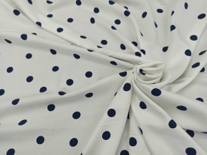 TKANINA WISKOZA GRANATOWE GROSZKI NA BIIAŁYM ECRU TLE NND#5/0000007