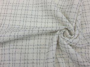 Tkanina Typu Chanel Z Lureksem Srebrną Nitką YL/1018/000C1 Ecru/ Black